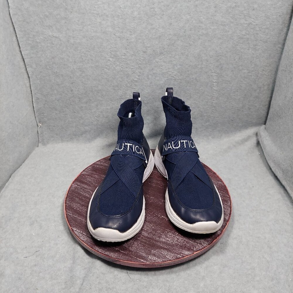 Nautica Womens Navy Blue Athletic Sock Sneakers